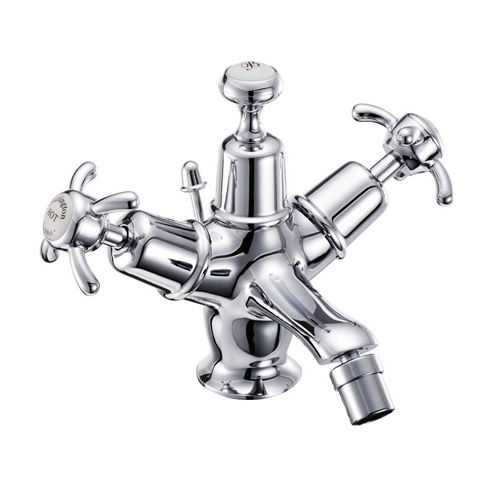 Burlington Anglesey Bidet Tap With Pop Up Waste (Chrome & White).