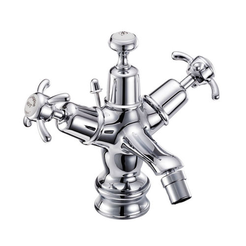 Burlington Anglesey Bidet Tap With Pop Up Waste (Chrome & White).