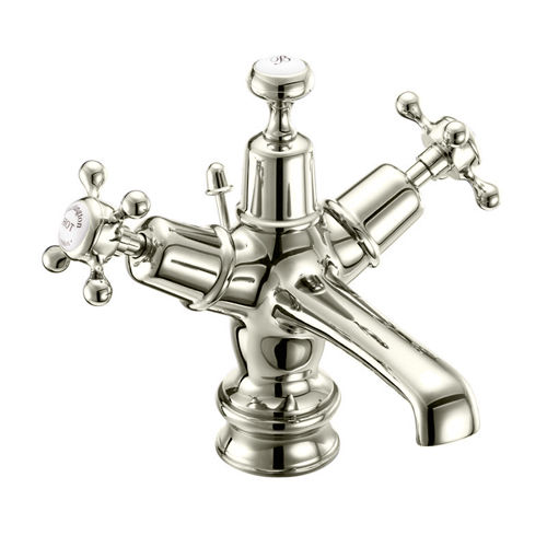 Burlington Claremont Basin Tap With Pop Up Waste (Nickel & White).