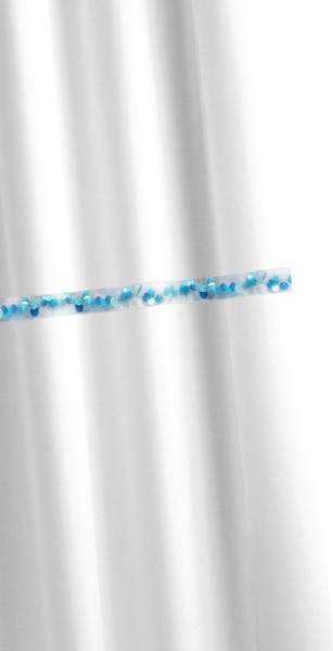Croydex Textile Voile Shower Curtain & Rings (Aqua Sequin, 1800mm).