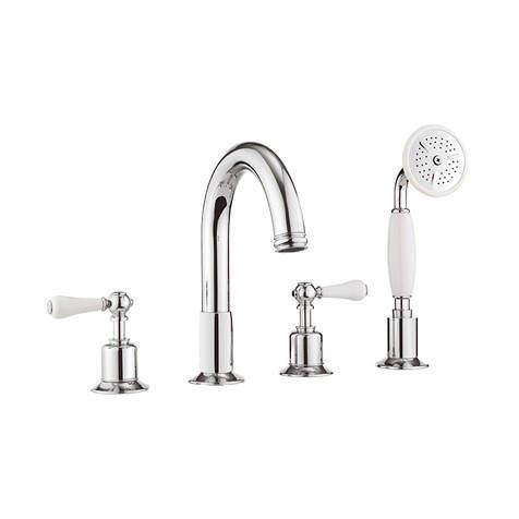 Crosswater Belgravia 4 Hole Bath Shower Mixer Tap (Lever, Chrome).