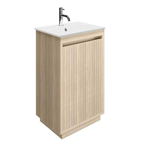 Crosswater Flute Vanity Unit With Ceramic Basin (475mm, Navarra Oak, 1TH).