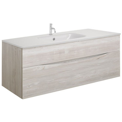 Crosswater Glide II Vanity Unit With White Glass Basin (1000mm, Nordic Oak, 1TH).