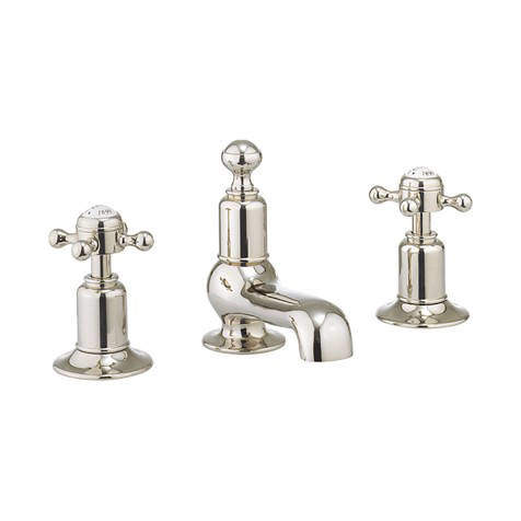 Crosswater Belgravia 3 Hole Basin Tap With Waste (Crosshead, Nickel).