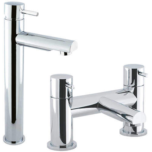 Crosswater Kai Lever Showers Tall Basin & Bath Filler Tap Pack (Chrome).
