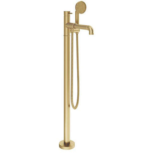Crosswater Industrial Floor Standing Bath Shower Mixer Tap (Unlac Brass).