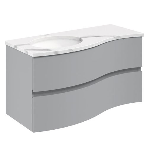 Crosswater Svelte Vanity Unit With Marble Basin (1000mm, Storm Grey Matt).