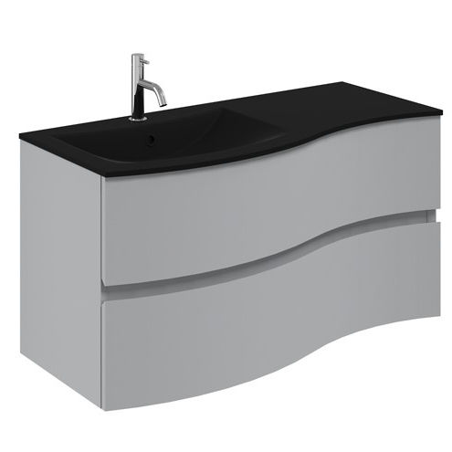 Crosswater Svelte Vanity Unit With Black Glass Basin (1000mm, Storm Grey Matt).