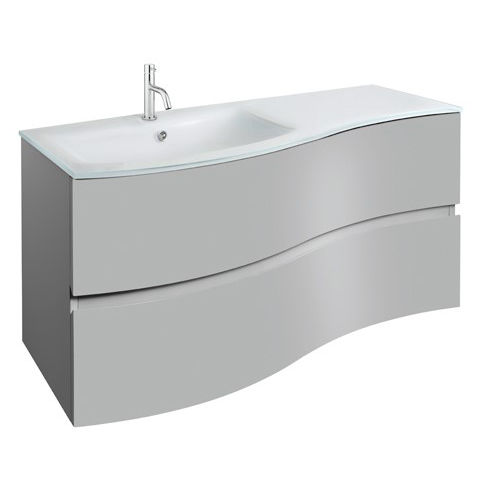 Crosswater Svelte Vanity Unit With White Glass Basin (1000mm, Storm Grey Matt).