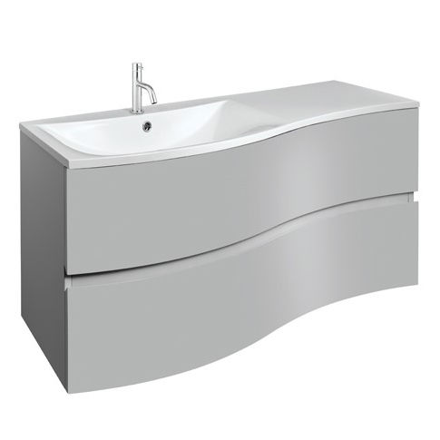 Crosswater Svelte Vanity Unit With White Cast Basin (1000mm, Storm Grey Matt).