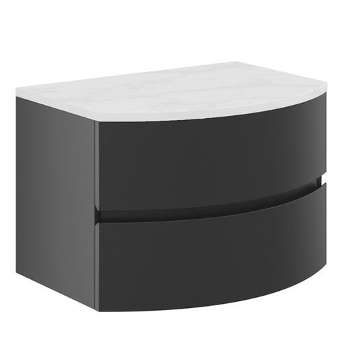 Crosswater Svelte Vanity Unit With Marble Worktop (800mm, Onyx Black).