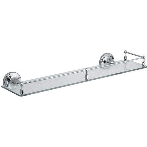 Vado Tournament Clear Glass Galley Shelf. 510mm (Chrome).