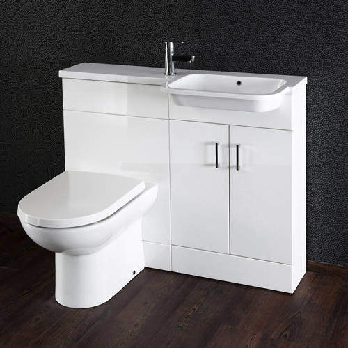 Italia Furniture Ria Combi Pack With Vanity, BTW Unit & Basin (RH, Gloss White).