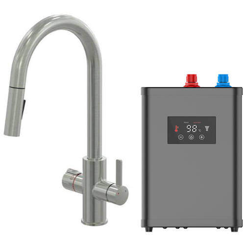 Kedl Reach Digital 4 In 1 Boiling Water Kitchen Tap (Brushed Nickel, 2.4L).
