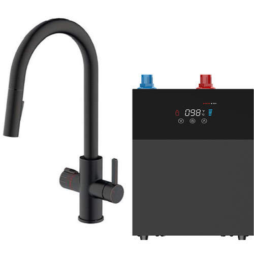Kedl Reach Digital 4 In 1 Boiling Water Kitchen Tap (Matt Black, 4.0L).