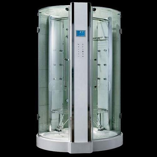Hydra Quadrant Steam Shower Enclosure With Twin Controls. 1200x1200.