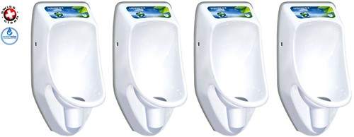 Waterless Urinal 4 x Compact Plus Urinal, Trap & ActiveCube (Polycarbonate).