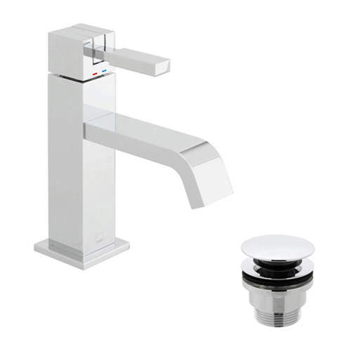 Vado Geo Slimline Basin Mixer Tap With Universal Waste (Chrome).