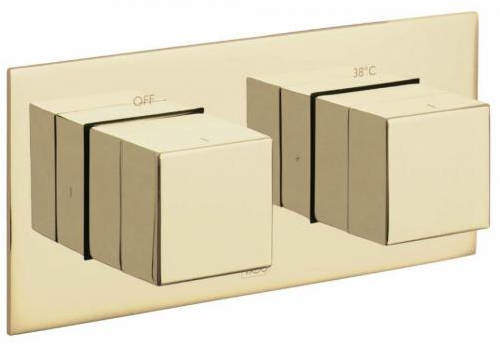 Vado Notion Thermostatic Shower Valve With 2 Outlets (3/4" Polished Gold).