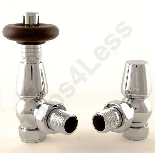 Crown Radiator Valves Thermostatic Angled Radiator Valves (Chrome).