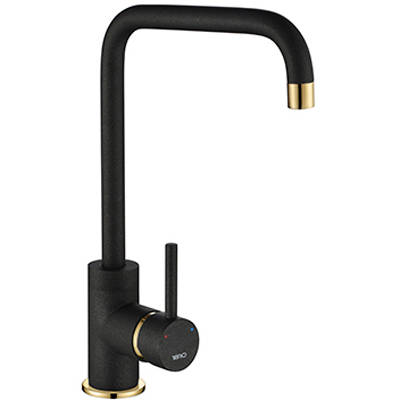 Larger image of 1810 Purquartz Cascata Kitchen Tap (Metallic Black & Gold Brass).
