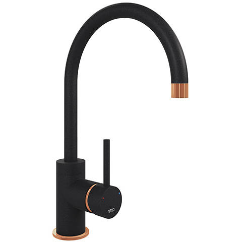 Larger image of 1810 Purquartz Courbe Kitchen Tap (Metallic Black & Copper).