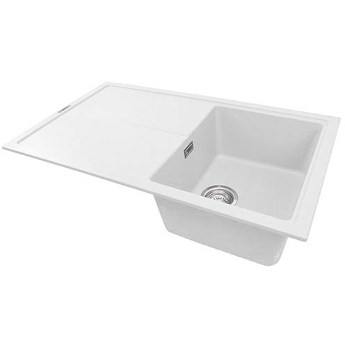 Example image of 1810 Kitchen Sink & Tap Pack, 1.0 Bowl (860x500, Polar White & Black).