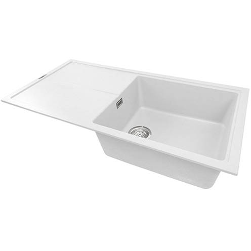 Example image of 1810 Kitchen Sink & Tap Pack, 1.0 Bowl (1000x500, Polar White).