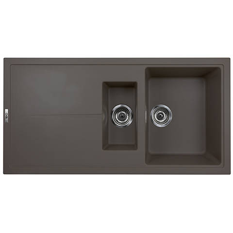 Example image of 1810 Kitchen Sink & Tap Pack, 1.5 Bowl (1000x500, Mocha).
