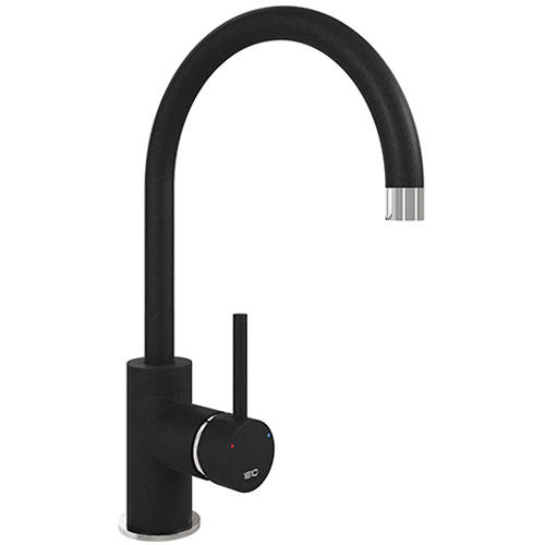 Example image of 1810 Kitchen Sink & Tap Pack, 1.5 Bowl (1000x500, Polar White & Black).
