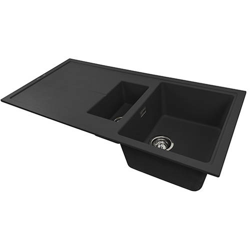Example image of 1810 Kitchen Sink & Tap Pack, 1.5 Bowl (1000x500, Black & Polar White).