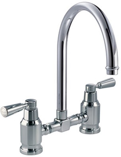 Larger image of Abode Hargrave Swan Neck Bridge Kitchen Tap (Chrome).
