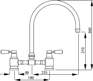 Technical image of Abode Hargrave Swan Neck Bridge Kitchen Tap (Chrome).