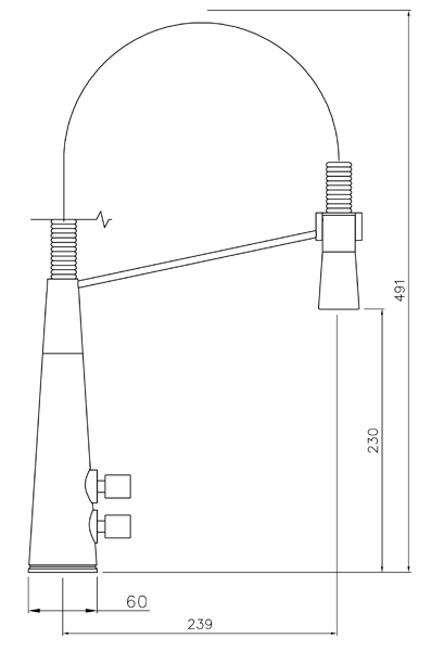 Technical image of Abode Fliq Professional Monobloc Kitchen Tap With Swivel Spout (Chrome).
