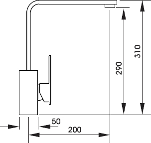 Technical image of Abode Media Monobloc Kitchen Tap With Swivel Spout (Granite Black).