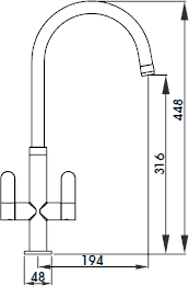 Technical image of Abode Linear Nero Kitchen Tap With Swivel Spout (Chrome Body).