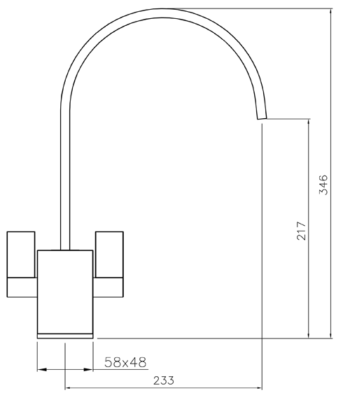 Technical image of Abode Atik Monobloc Kitchen Tap With Swivel Spout (Granite Black).