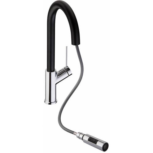 Larger image of Abode Virtue Nero Pull Out Kitchen Tap (Chrome & Black).