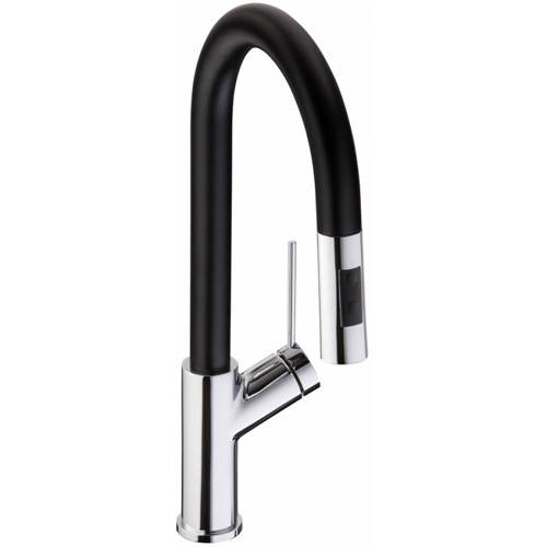 Example image of Abode Virtue Nero Pull Out Kitchen Tap (Chrome & Black).