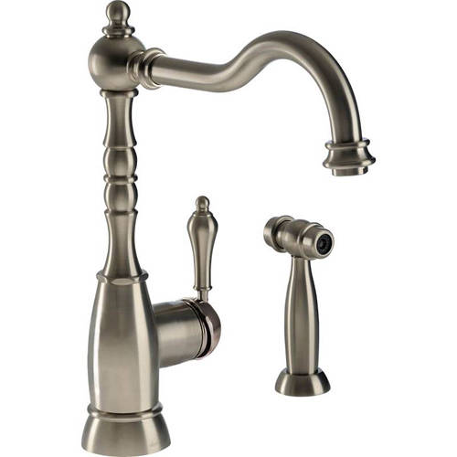 Larger image of Abode Bayenne Single Lever Kitchen Tap With Handspray (Pewter).