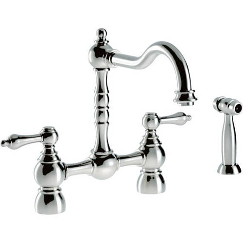 Larger image of Abode Bayenne Bridge Kitchen Tap With Handspray (Chrome).