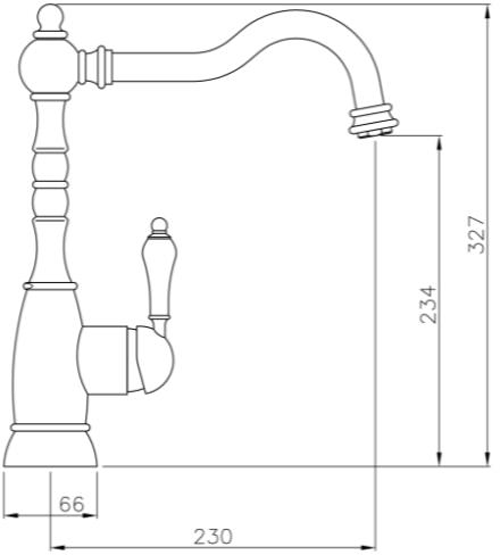 Technical image of Abode Bayenne Single Lever Kitchen Tap (Century Copper).