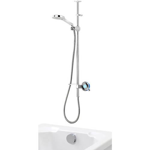 Larger image of Aqualisa Q Q Smart 26BL, Ceiling Fed Rail Kit, Bath Fill & Blue Accent (Gravity).