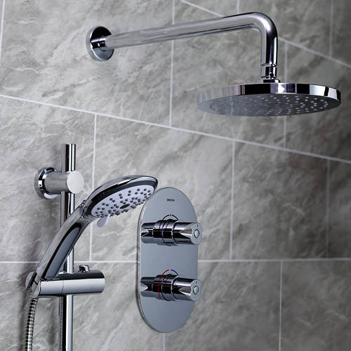 Larger image of Bristan Artisan Shower Pack With Arm, Round Head & Slide Rail Kit (Chrome).