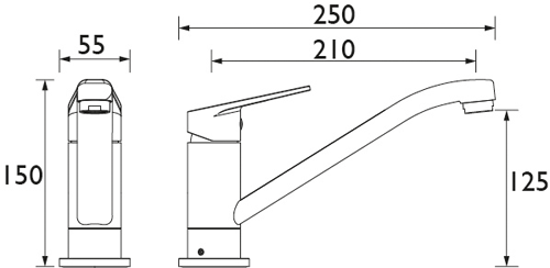 Technical image of Bristan Kitchen Cinnamon Easy Fit Mixer Kitchen Tap (Brushed Nickel).