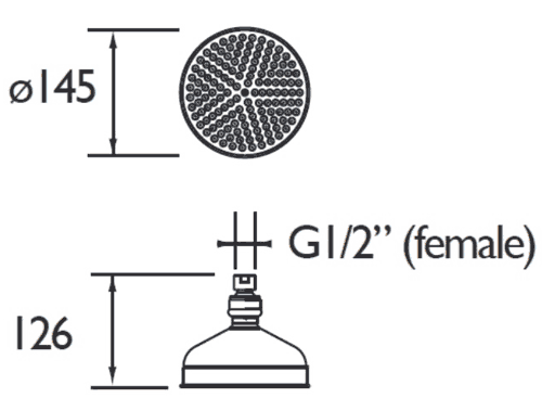 Technical image of Bristan 1901 Traditional 145mm Round Fixed Shower Head (Chrome).