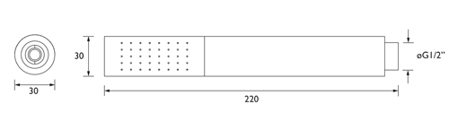 Technical image of Bristan Accessories Single Function Shower Handset (Chrome).