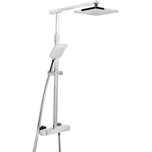 Larger image of Bristan Qubo Bar Thermostatic Shower Valve & Rigid Riser Kit (Chrome).