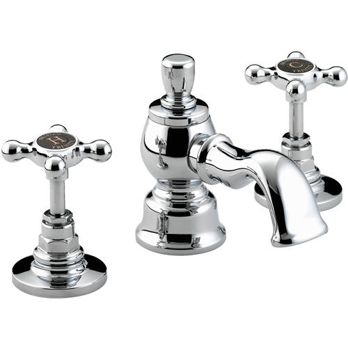 Larger image of Bristan Trinity 3 Hole Basin Mixer Tap With Pop Up Waste (Chrome).