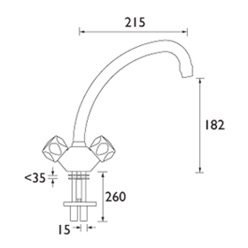 Technical image of Bristan Kitchen Club Budget Sink Mixer Kitchen Tap (Chrome).